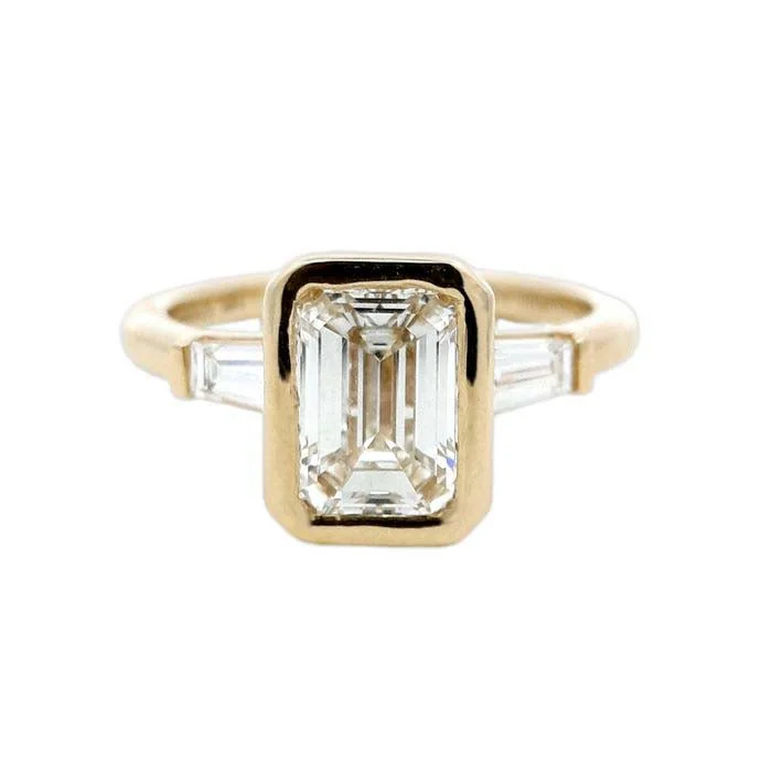 Mountz Collection 2.09CTW Complete Emerald Cut Engagement Ring in 14K Yellow Gold