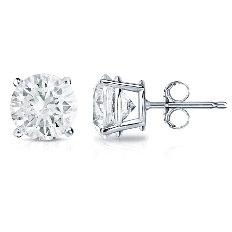 Auriya 14k Gold 1 1/2ct TDW Round Solitaire Diamond Stud Earrings