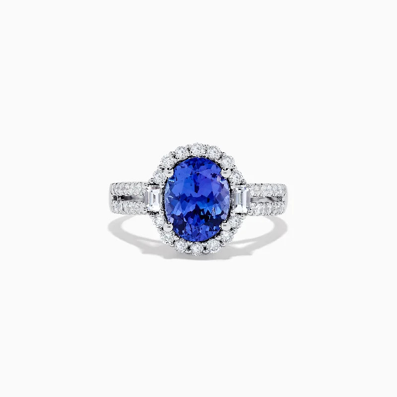 14K White Gold Tanzanite and Diamond Ring, 3.03 TCW