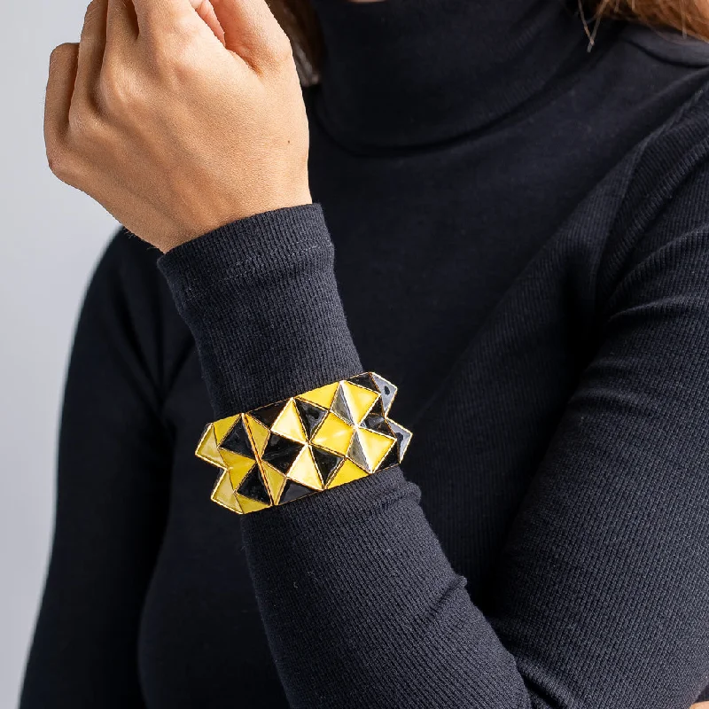 Black and Yellow Enamel Pyramid Bracelet