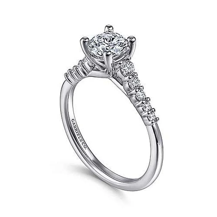 Gabriel & Co. "Reed" Round Diamond Engagement Ring Semi-Mounting in 14K White Gold