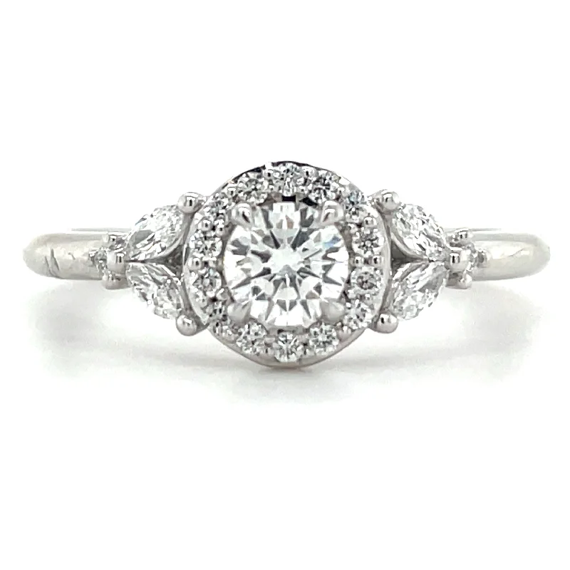 Sylvia - Platinum 0.52ct Round Brilliant Earth Grown Diamond Halo Engagement Ring