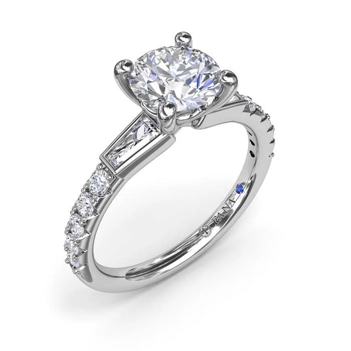 Fana Tapered Baguette Diamond Engagement Ring in 14K White Gold