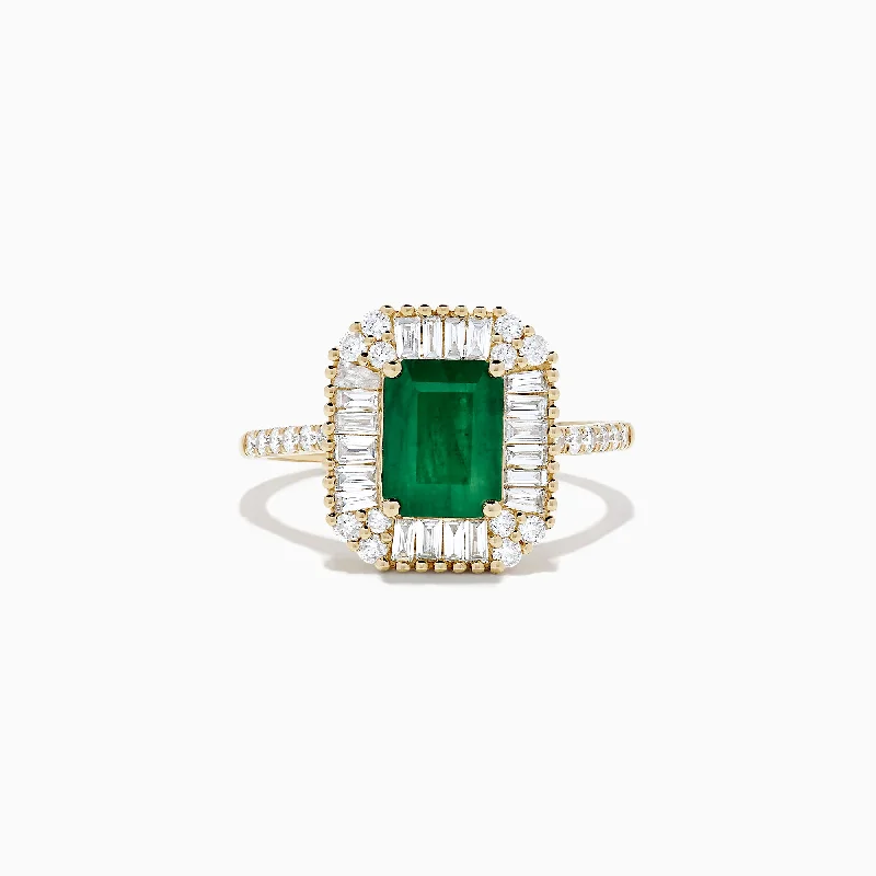 Brasilica 14K Yellow Gold Emerald and Diamond Ring, 2.00 TCW