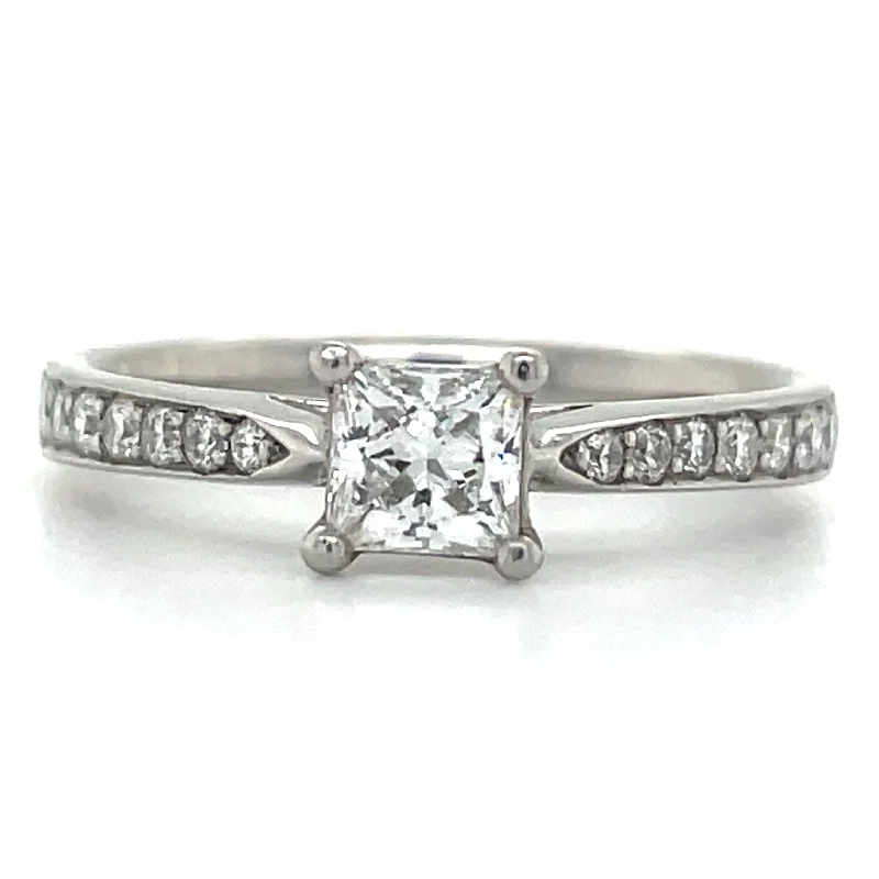 Alise- Platinum 0.42ct Earth Grown Princess cut Solitaire Engagement Ring with Pave Set Band