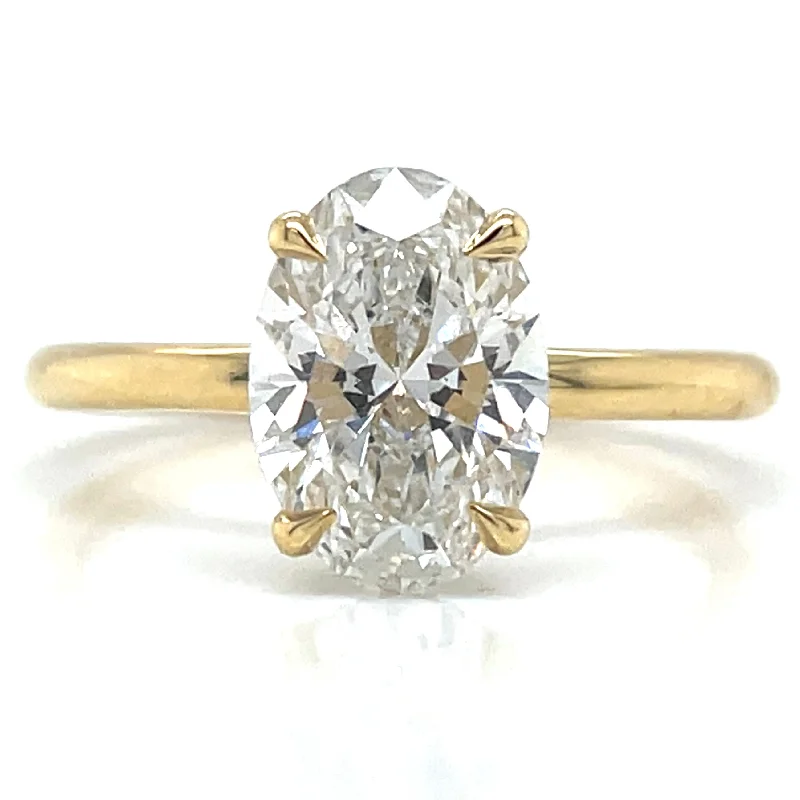 Millie - 18ct Yellow Gold 2.18ct Laboratory Grown Oval Solitaire with Hidden Halo