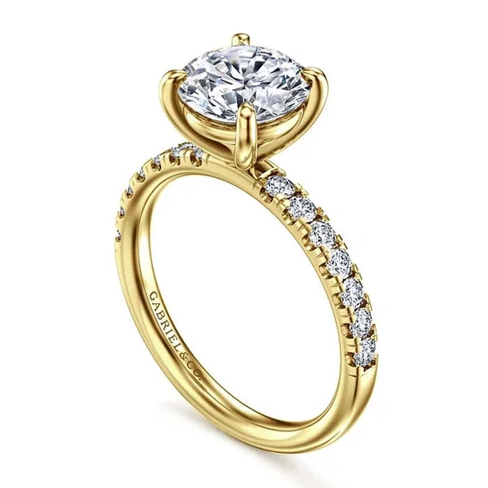 Gabriel & Co. "Winslow" Round Center Engagement Ring Semi-Mounting in 14K Yellow Gold