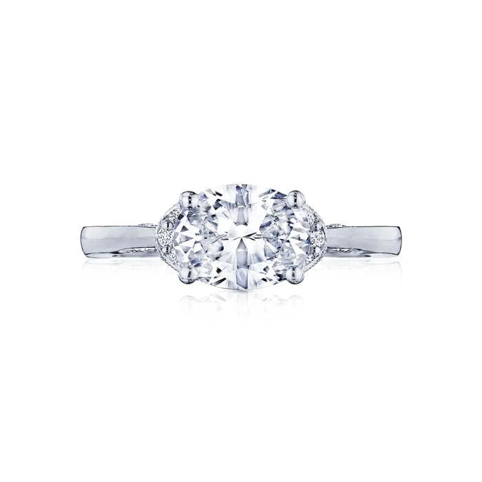 Tacori Simply Tacori Collection Platinum Semi-Bloom Oval Engagement Ring Semi Mount with Diamonds