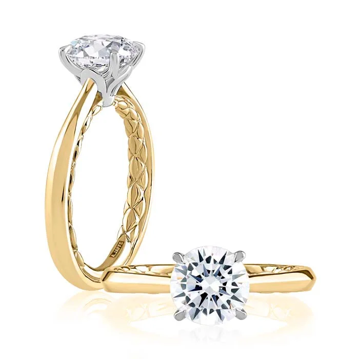 A. Jaffe Cathedral Solitaire Engagement Ring Mounting in 14K Yellow and White Gold