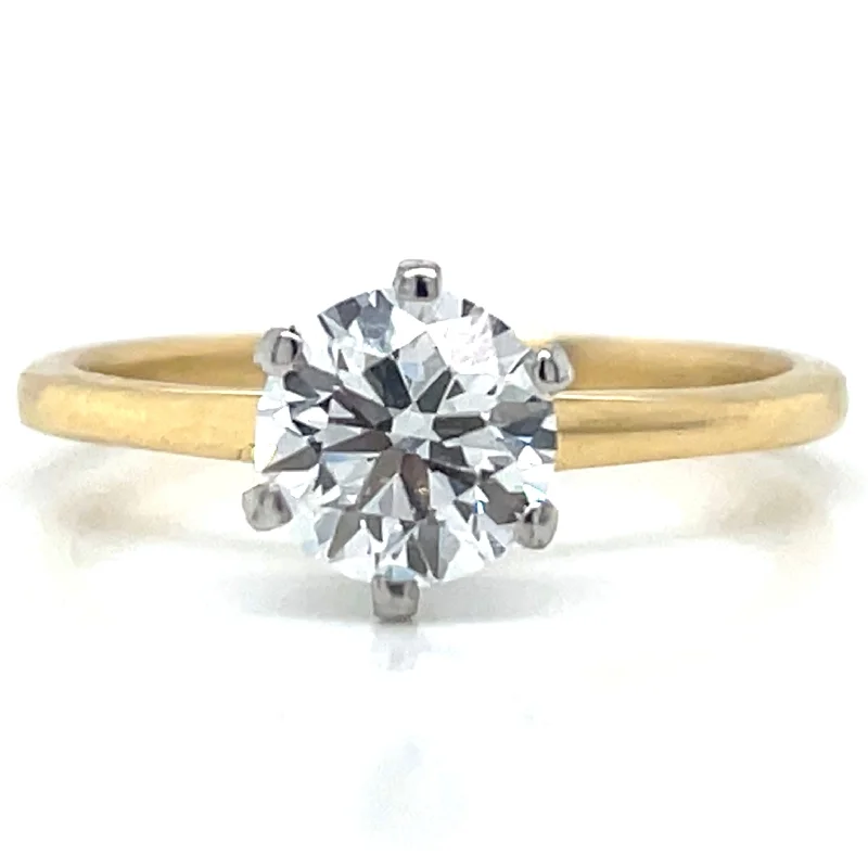 Evie - 18ct Yellow Gold Laboratory Grown Six Claw 1ct Round Brilliant Solitaire Diamond Engagement Ring