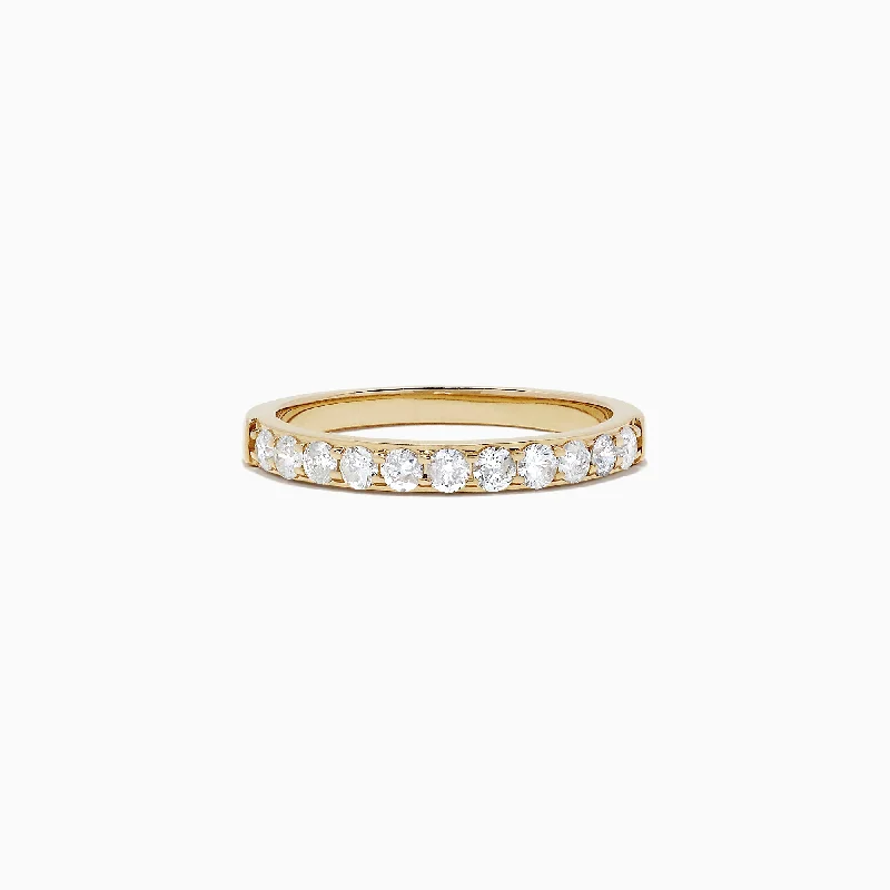 Bridal 14K Yellow Gold Prong Set Diamond Band, 0.49 TCW