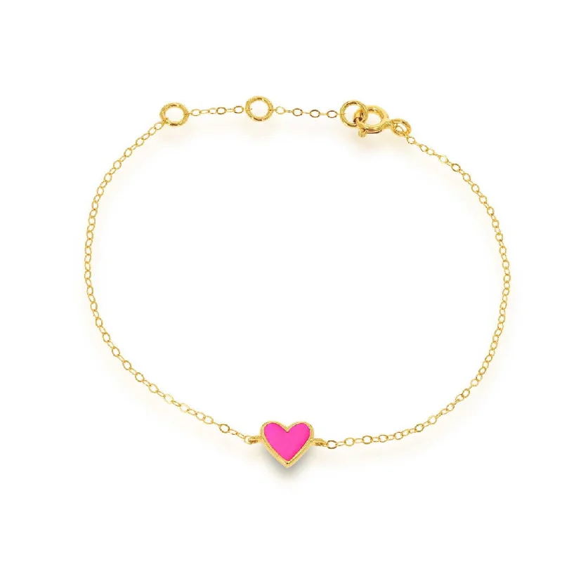 Rachel Reid Mini Hot Pink Enamel Heart Chain Bracelet