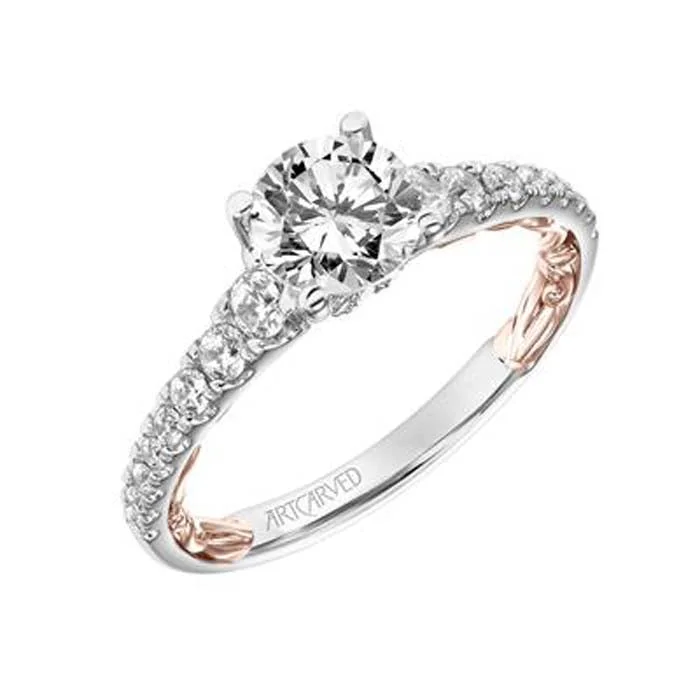 ArtCarved "Harley" Lyric Collection Engagement Ring Semi-Mounting 14K White and Rose Gold