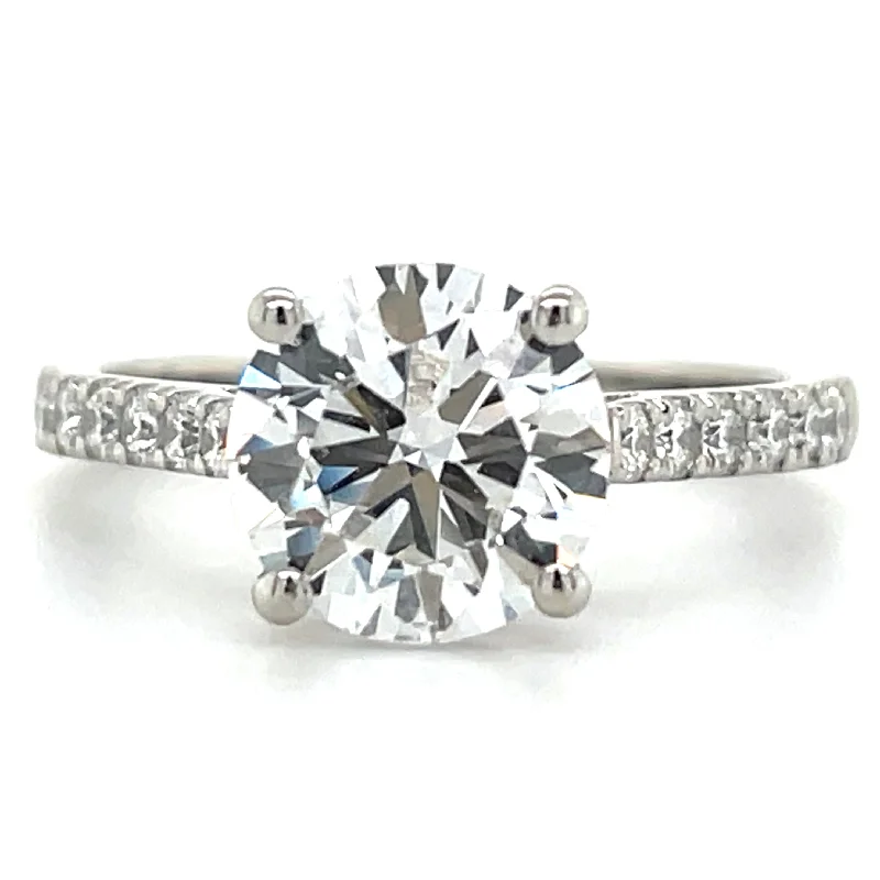 Brooks - Platinum Laboratory Grown Round Solitaire Engagement Ring With Castle Set Shoulders