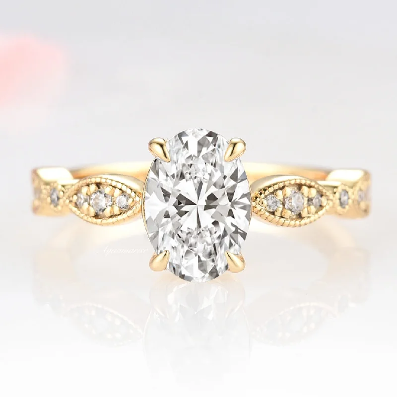 Kylie Engagement Ring- 14K Solid Yellow Gold