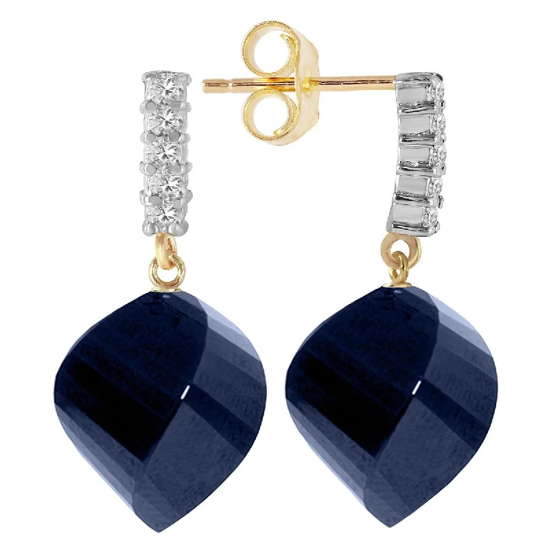 30.65 Carat 14K Solid Gold Gemstone Earrings Diamond Sapphire