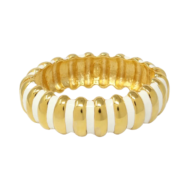 White Enamel Ribbed Bracelet