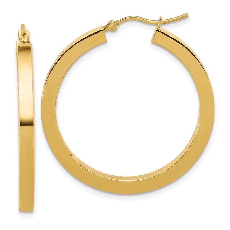 Curata 10k Yellow Gold Polished Square Hoop Earrings - 35x35mm