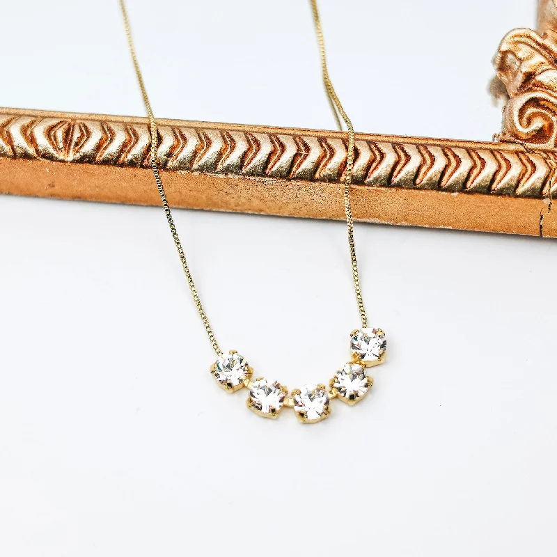 Sorrelli | Shaughna Tennis Necklace in Bright Gold-Tone and Crystal