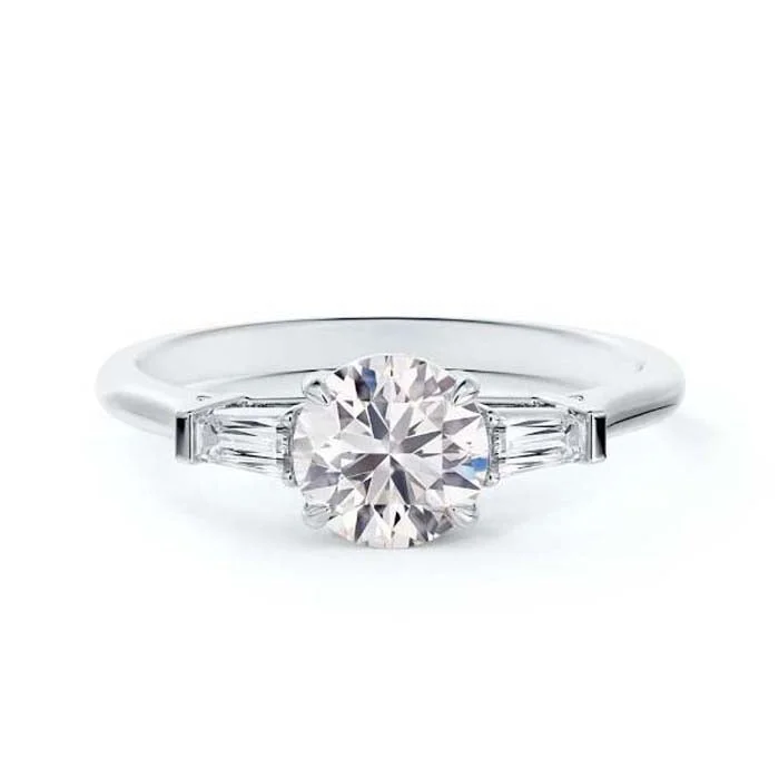 De Beers Forevermark Three Stone Tapered Baguette Complete Engagement Ring in Platinum