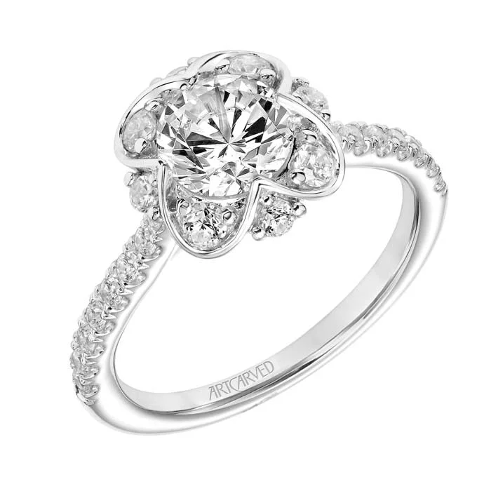 ArtCarved "Lillian" Diamond Engagement Ring Semi-Mounting in 14K White Gold