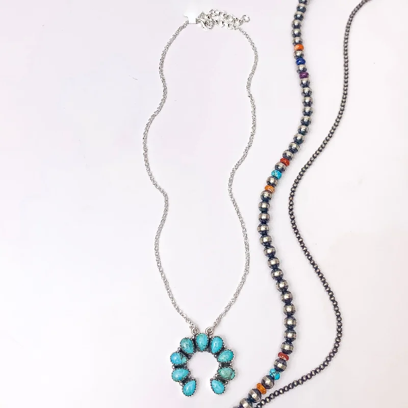 Hada Collection | Handmade Sterling Silver Necklace with Kingman Turquoise Naja Pendant