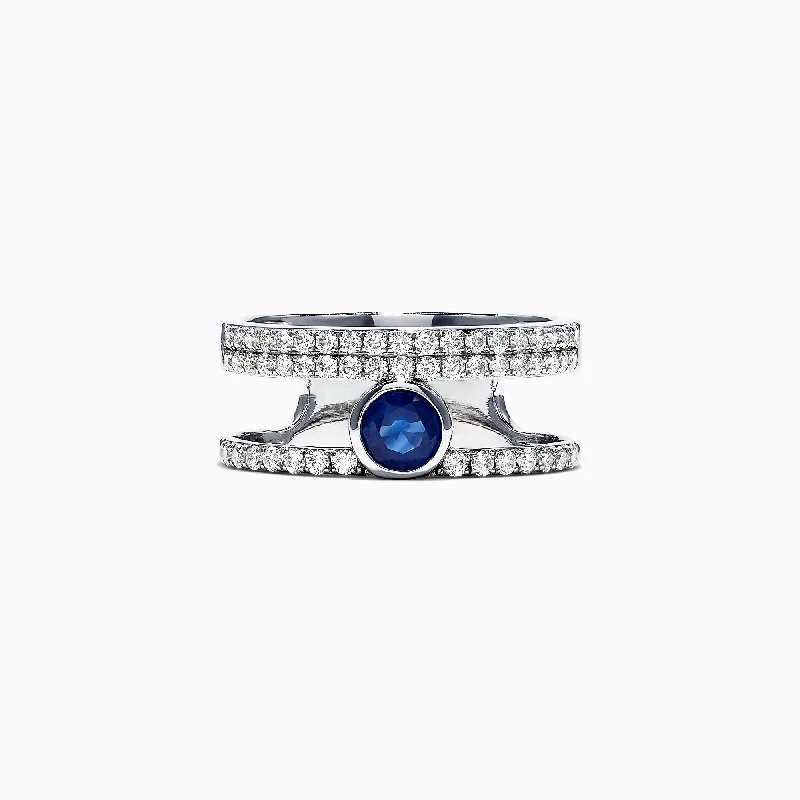 Royale Bleu 14K White Gold Diamond and Sapphire Ring, 1.06 TCW