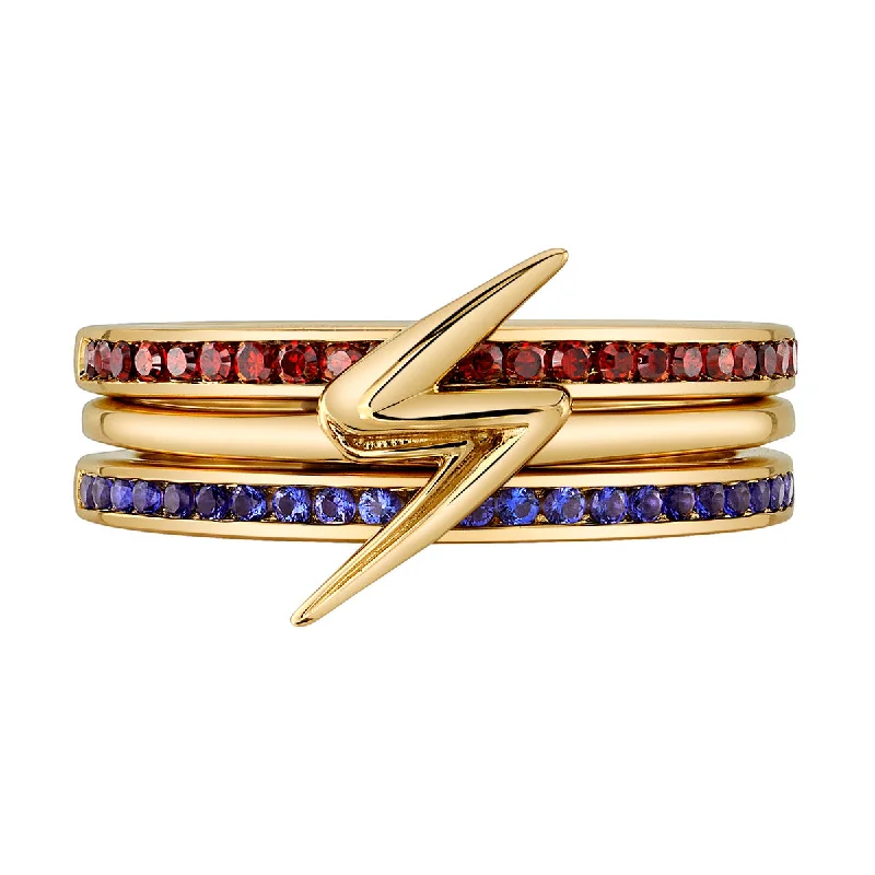 Marvel X RockLove MARVEL STUDIOS MS MARVEL Crystal Lightning Bolt Stacker Rings