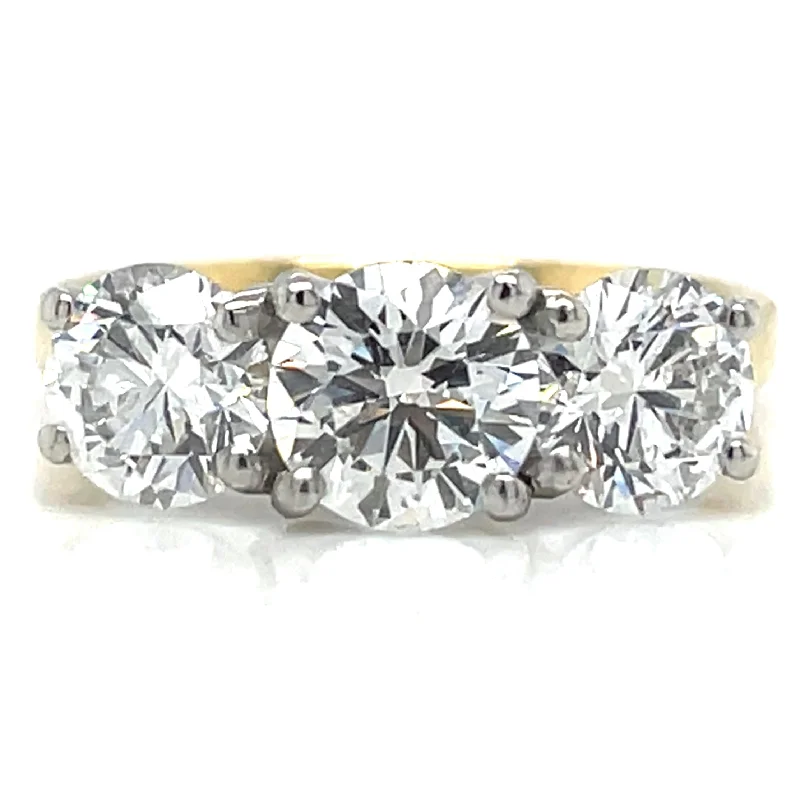 Rosie - 18ct Yellow Gold 2.62ct Laboratory Grown Round Brilliant Three Stone Diamond Ring