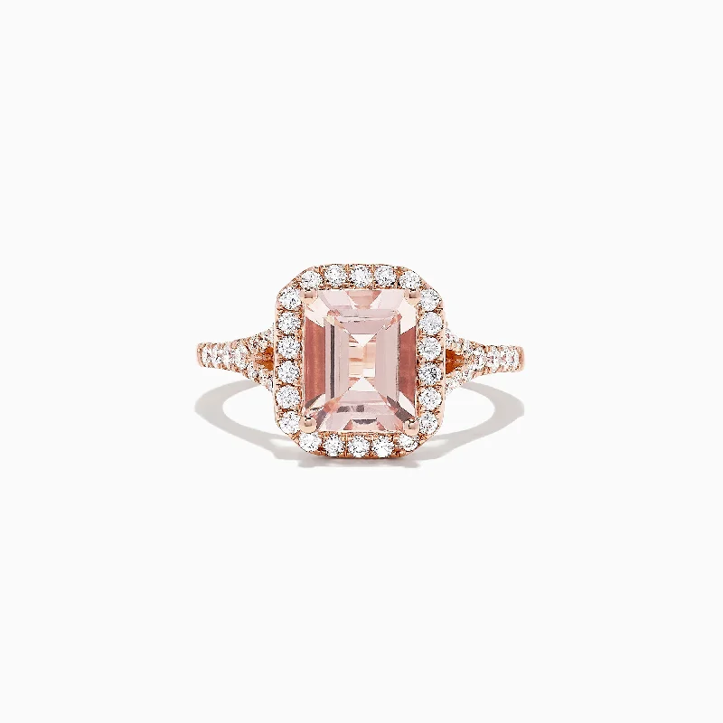 Blush 14K Rose Gold Morganite and Diamond Ring, 2.70 TCW