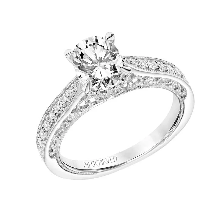 ArtCarved "Vera" Diamond Engagement Ring Semi-Mounting in 14K White Gold