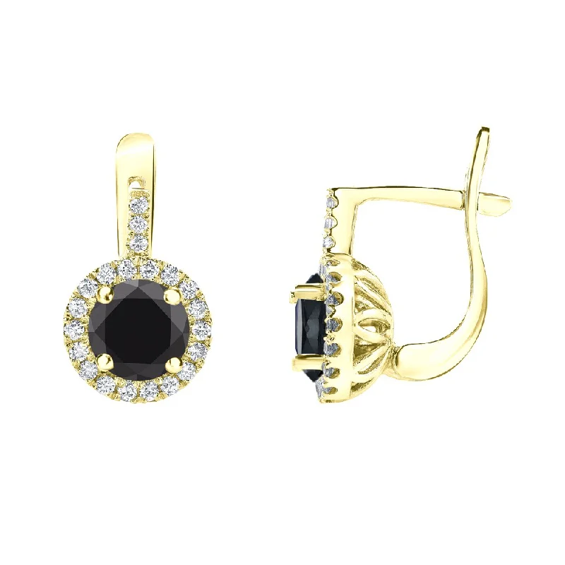 Auriya 14k Gold 2 2/5ctw Black Diamond Halo Dangle Earrings (H-I, SI1-SI2)