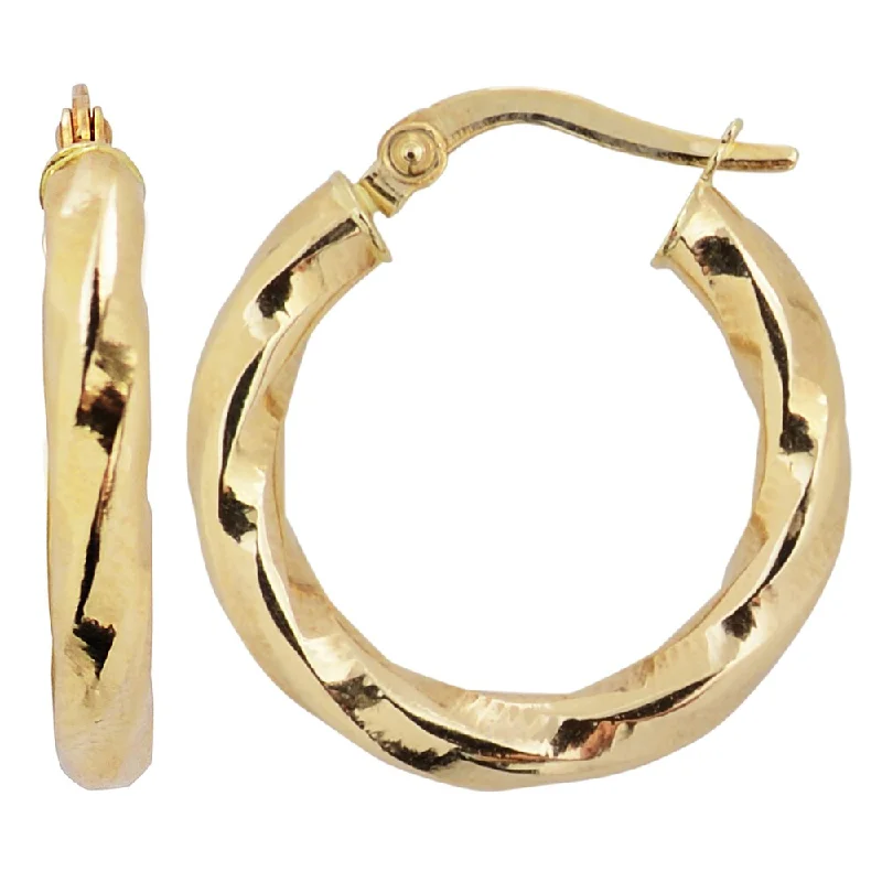 Fremada 10k Yellow Gold 15mm Round Twist Hoop Earrings