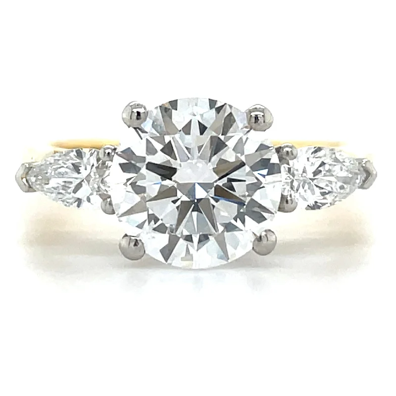 Bonnie - 18ct Yellow Gold 2.51ct Laboratory Grown Round and Pear Three Stone Diamond Engagement Ring