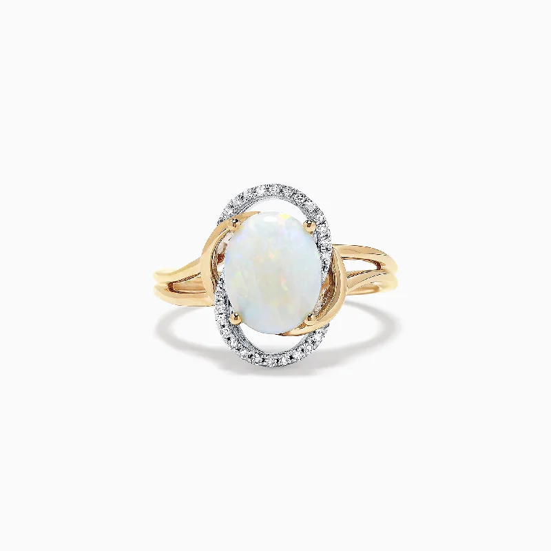 Aurora 14K Two Tone Gold Opal and Diamond Ring, 1.49 TCW