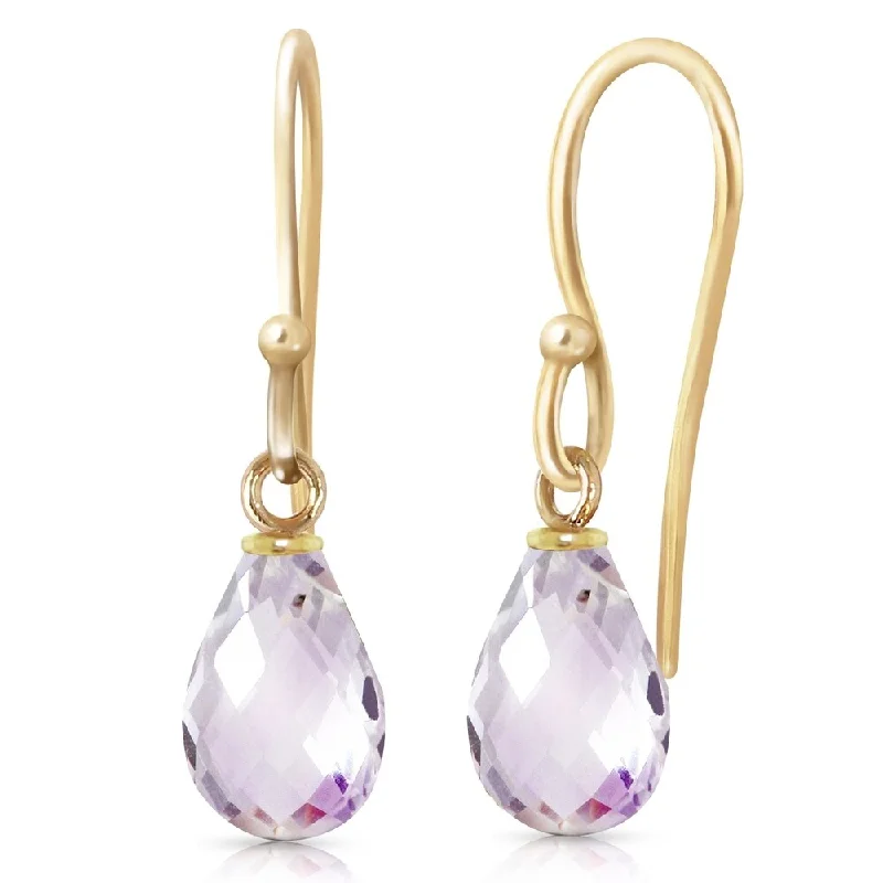 2.7 Carat 14K Solid Gold Fish Hook Earrings Pink Topaz