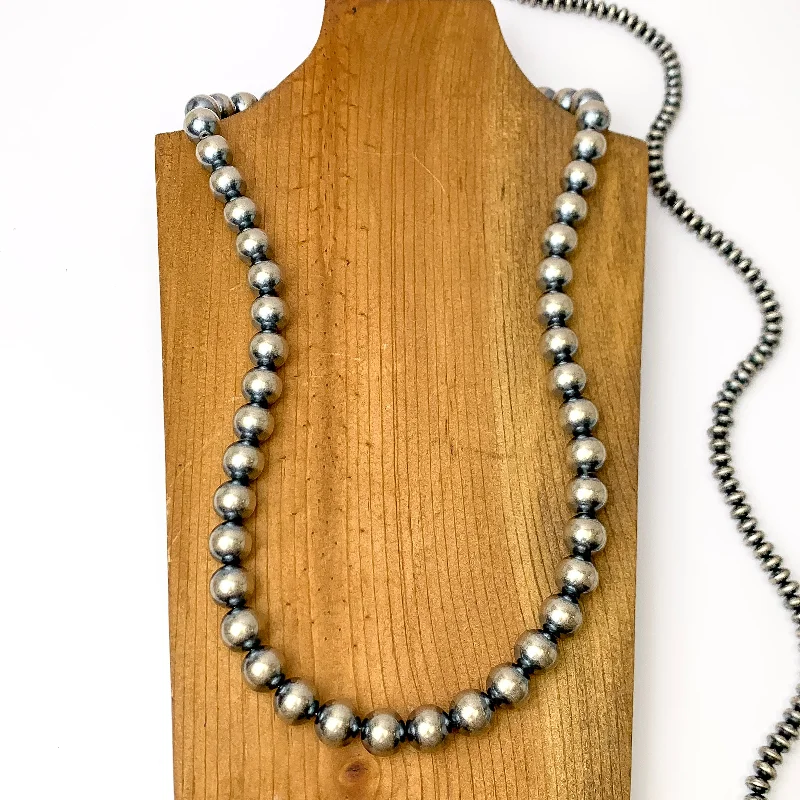 Navajo | Navajo Handmade Sterling Silver 14mm Navajo Pearls Necklace | 28 inches