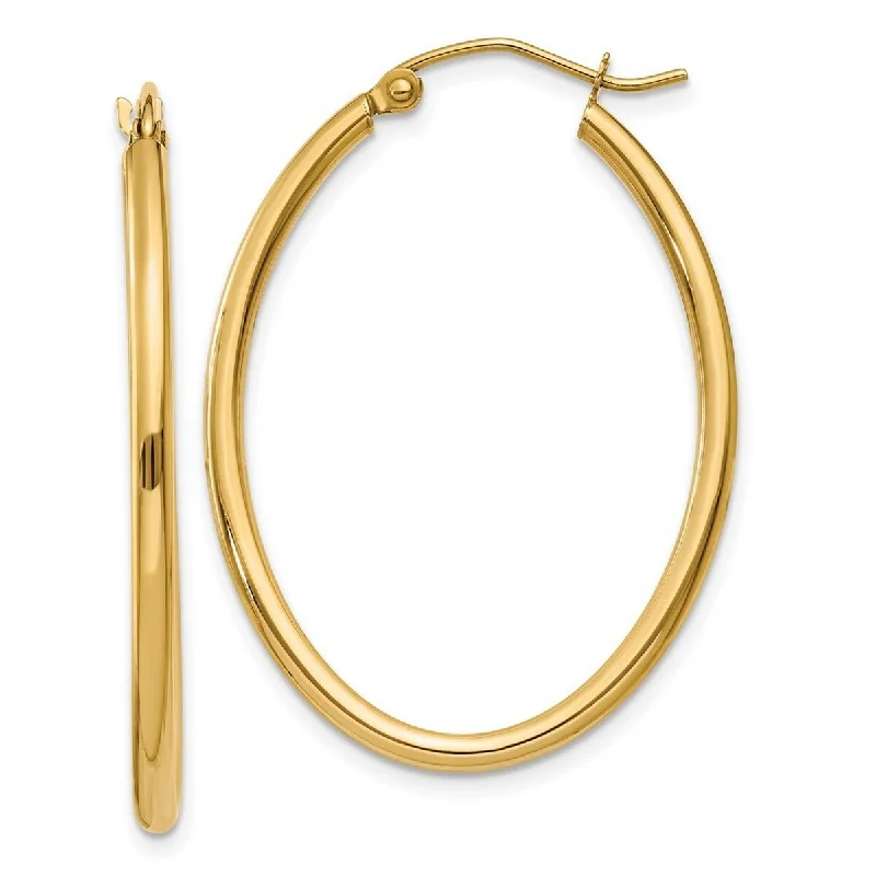 Curata 10k Yellow Gold Oval Polished Hoop Earrings - 33x25.5mm