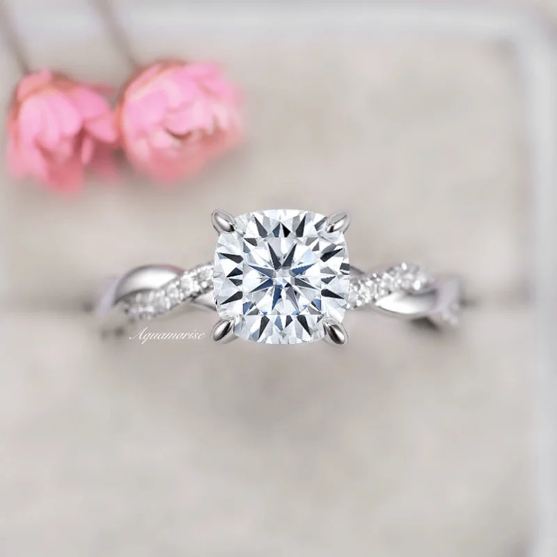 Sophia Moissanite Engagement Ring- 14K White Gold