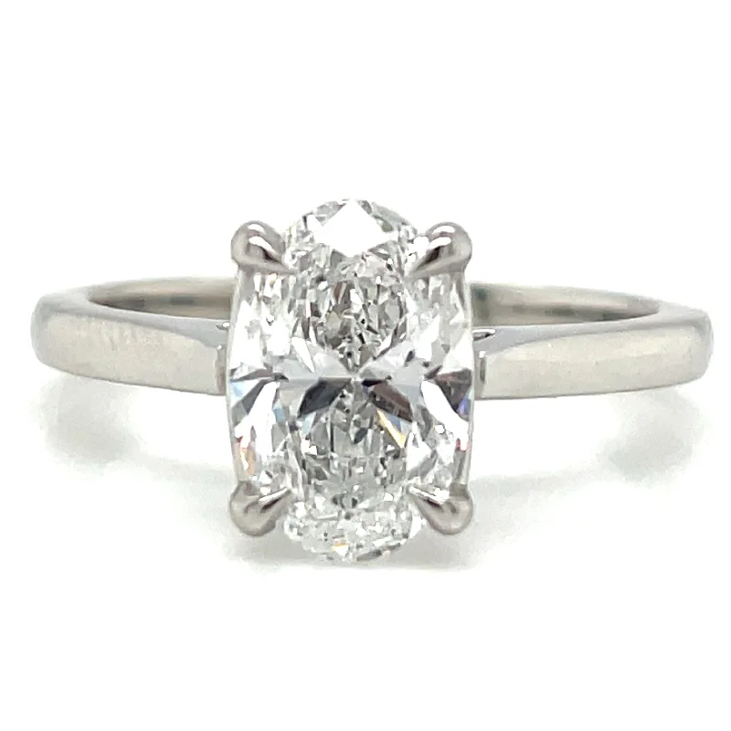 Ashley - Platinum 1.5ct Laboratory Grown Oval Solitaire Diamond Engagement Ring