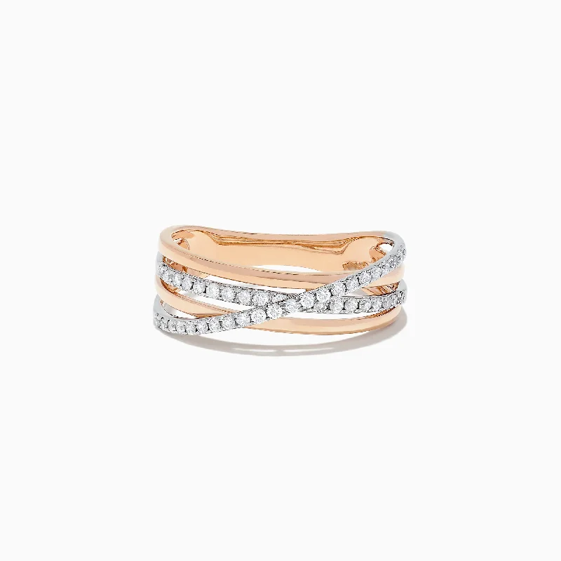 Duo 14K Rose and White Gold Diamond Crossover Ring, 0.29 TCW