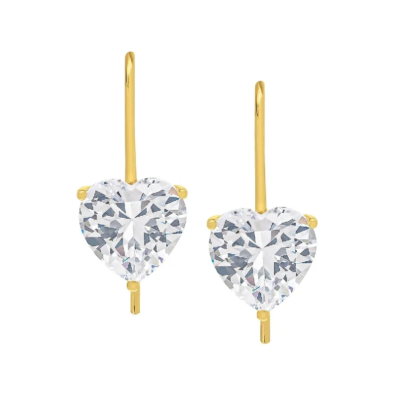 Victoria Townsend Gold Plated Cubic Zirconia Heart Leverback Drop Earrings