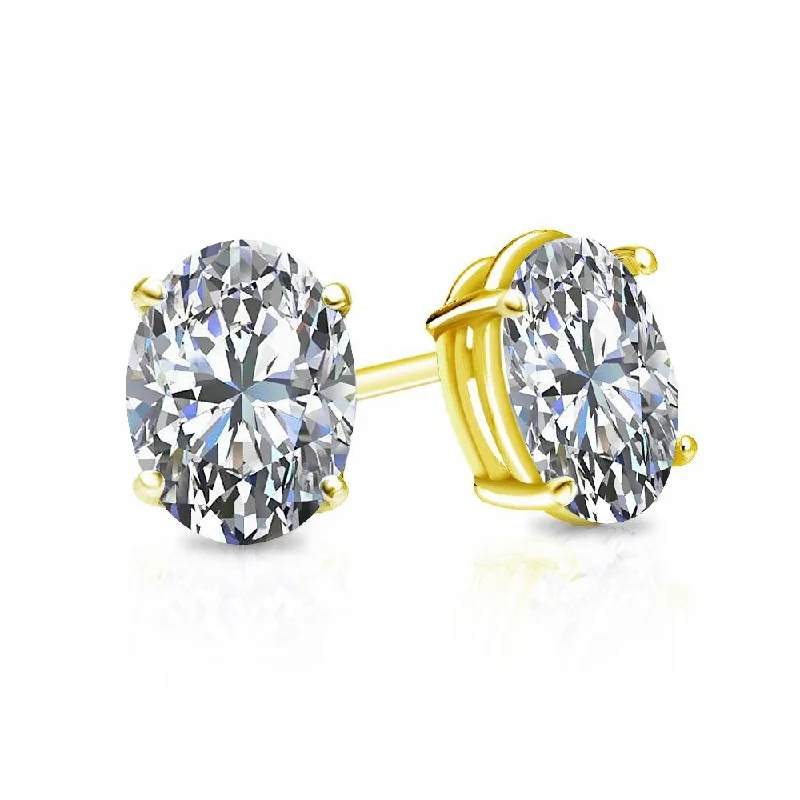 Auriya 14k Gold 2ctw Oval Diamond Stud Earrings Certified (G-H, VS1-VS2)