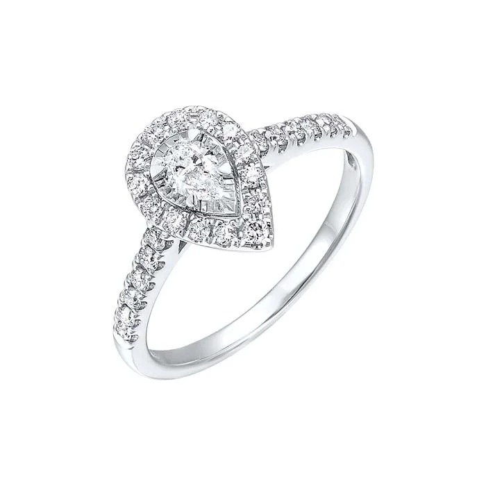 Mountz Collection 1/2CTW Pear Halo Engagement Ring in 14K White Gold