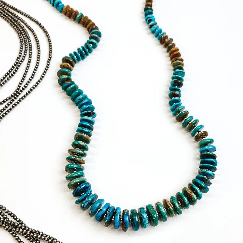 Betty Bitsie | Navajo Handmade Graduated Kingman Turquoise Circle Beaded Stones and 3mm Navajo pearl Spacers