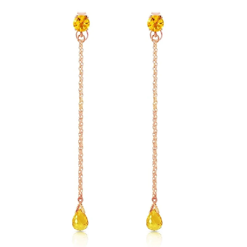 14K Solid Rose Gold Chandelier Earrings with Citrines