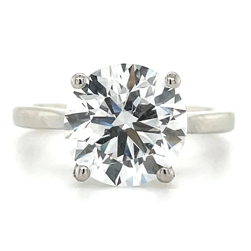 Evanna - Platinum 3.53ct Laboratory Grown Round Solitaire Diamond Engagement Ring