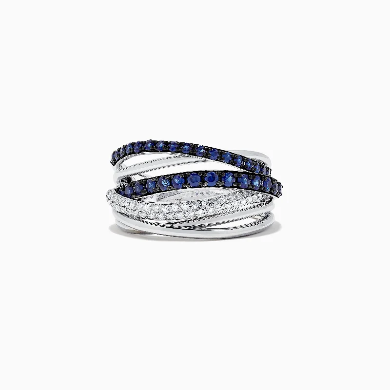 Royale Bleu 14K White Gold Blue Sapphire & Diamond Ring, 0.91 TCW