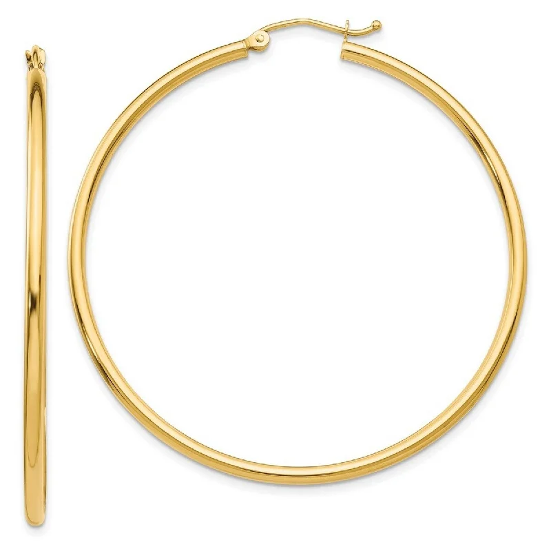 Curata 10k Yellow Gold Polished Lightweight Tube Hoop Earrings - 50x51.06mm