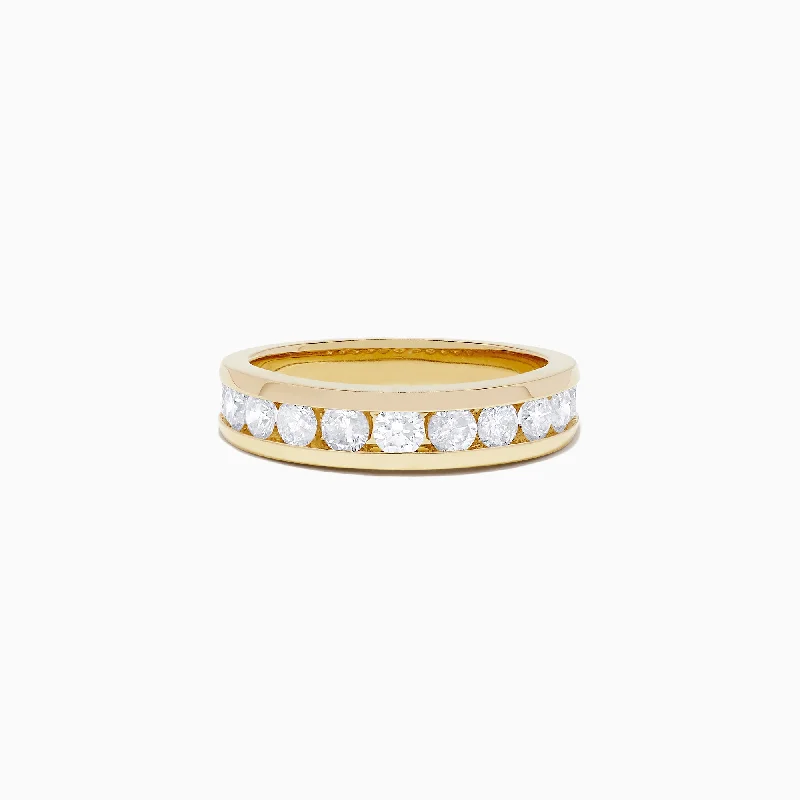 D'Oro 14K Yellow Gold Channel Set Diamond Band, 0.98 TCW